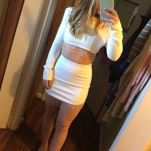 Crystal Lies skirt Set-White